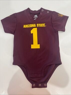 STATE Maroon Kids Football Onesie with Gold Number 1